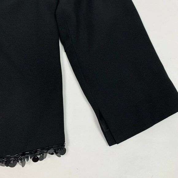 Ann Taylor Black Classic Beaded Hem Back Zipper 3/4 Sleeve Top Blouse Women’s 4 - Picture 7 of 12